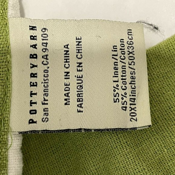 3- pottery barn linen napkin placemat green trim 2- 20x20 , 1- 20x14 - Picture 3 of 4